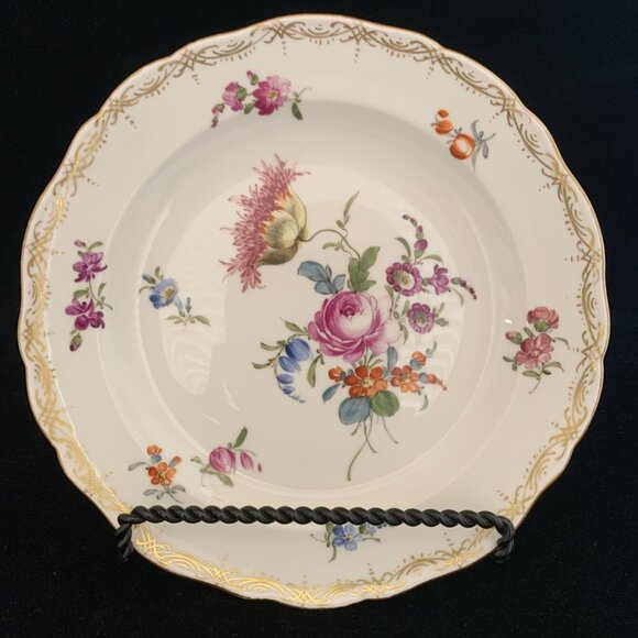 6 Antique Meissen Porcelain Plates 18th Century Hand Painted Floral Rococo 8.25" - Picture 3 of 14
